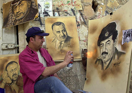 Palestinian painter Walid Ayoub, Ramallah, April 5, 2003.